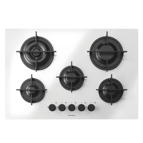 Plita incorporabila pe gaz, Barazza, colectie Mood, 5 arzatoare, 75 cm, alb