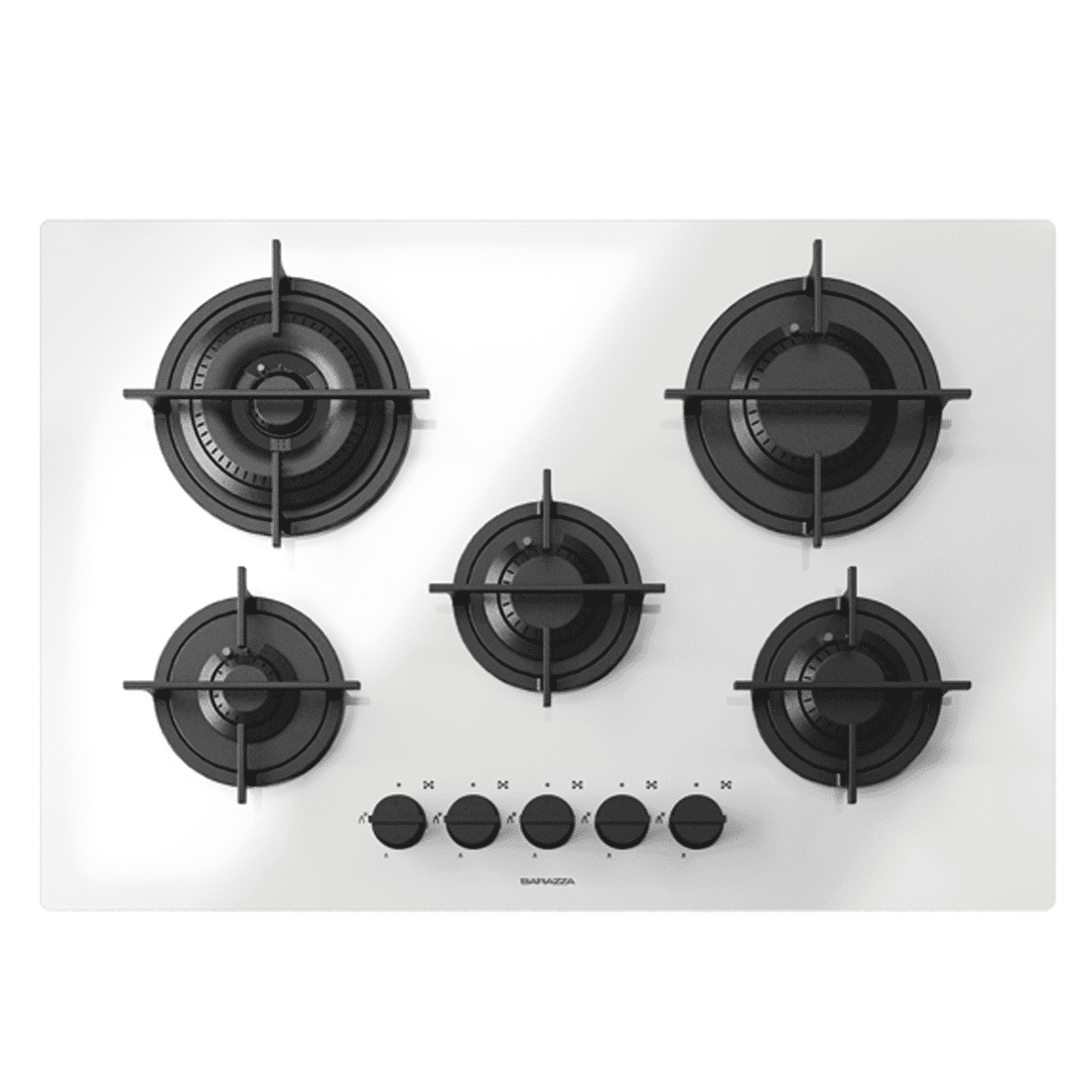 Plita incorporabila pe gaz, Barazza, Mood, 5 arzatoare, 75 cm, alb