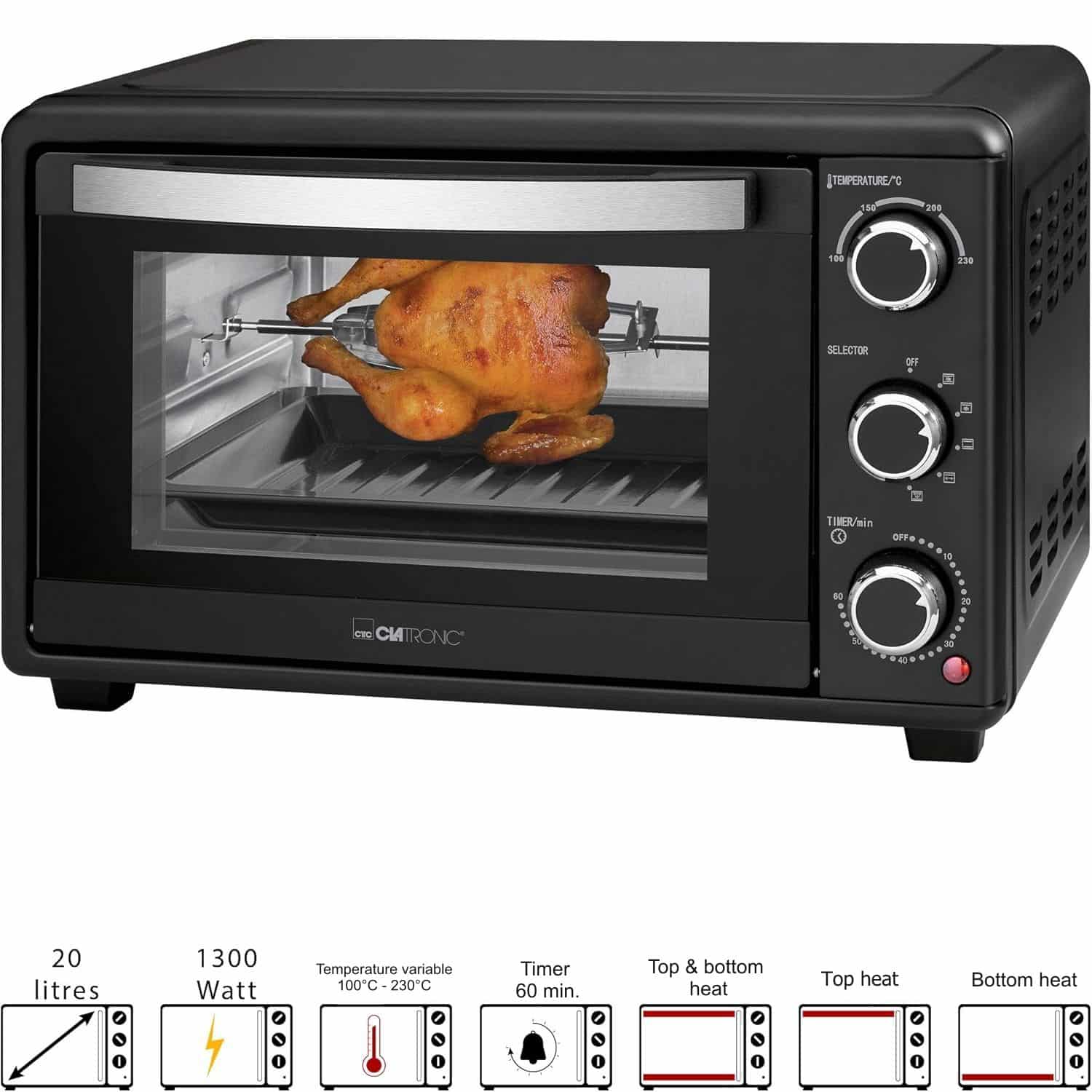 Cuptor electric cu convectie, Clatronic, 25 litri, negru