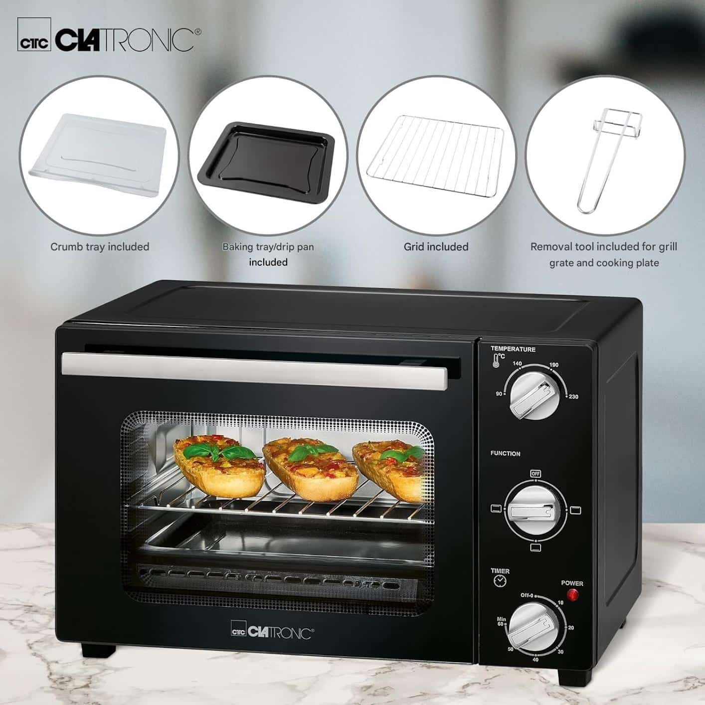 Cuptor electric cu convectie, Clatronic, 25 litri, negru