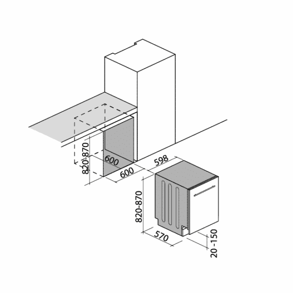 Masina de spalat vase incorporabila, Barazza, Aura Advance, 15 seturi, 60 cm, inox