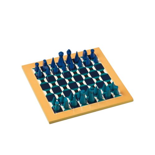 Joc de sah Lacquered Chess, Printworks, Athena, albastru/galben