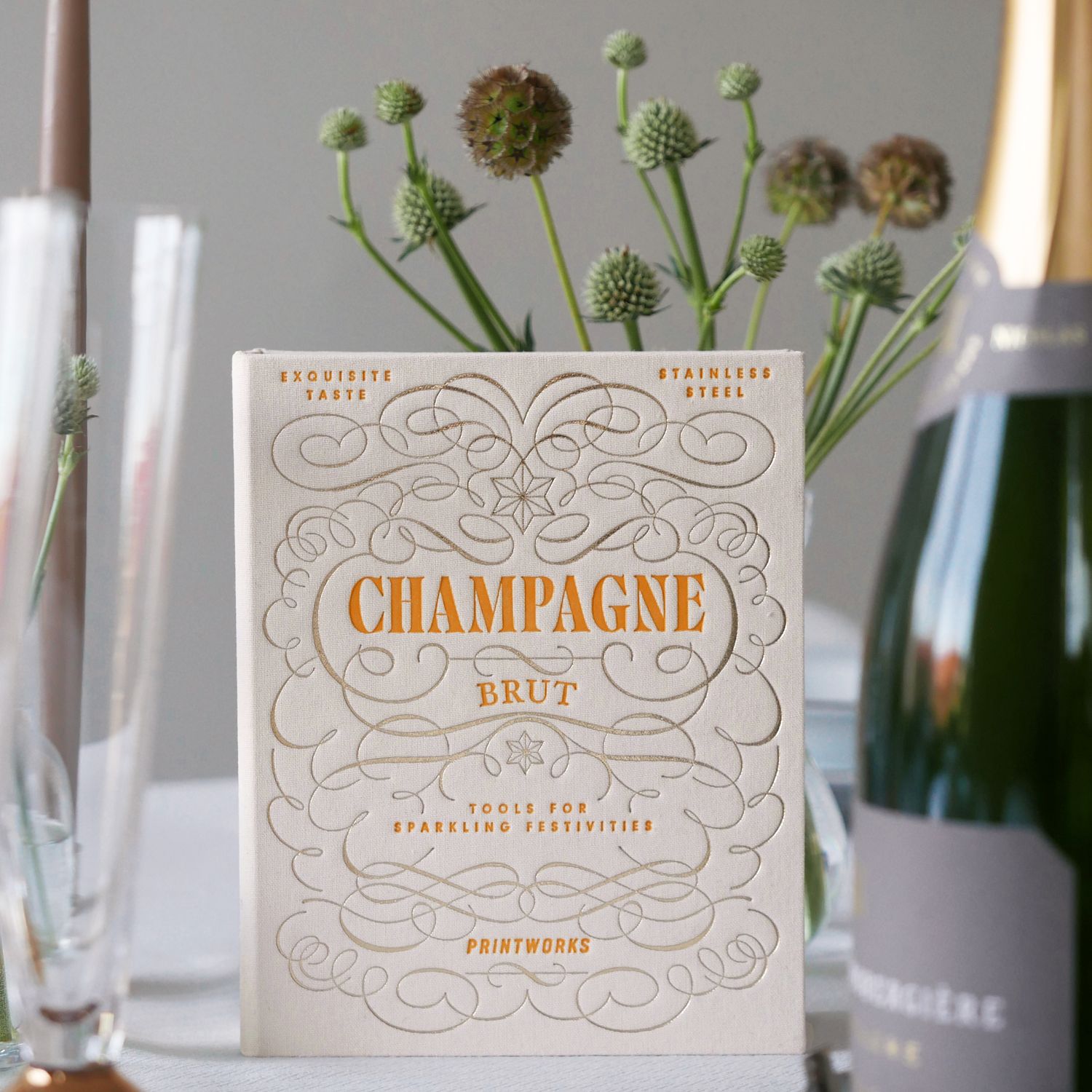 Set accesorii sampanie, 2 piese, Printworks, Champagne, crem