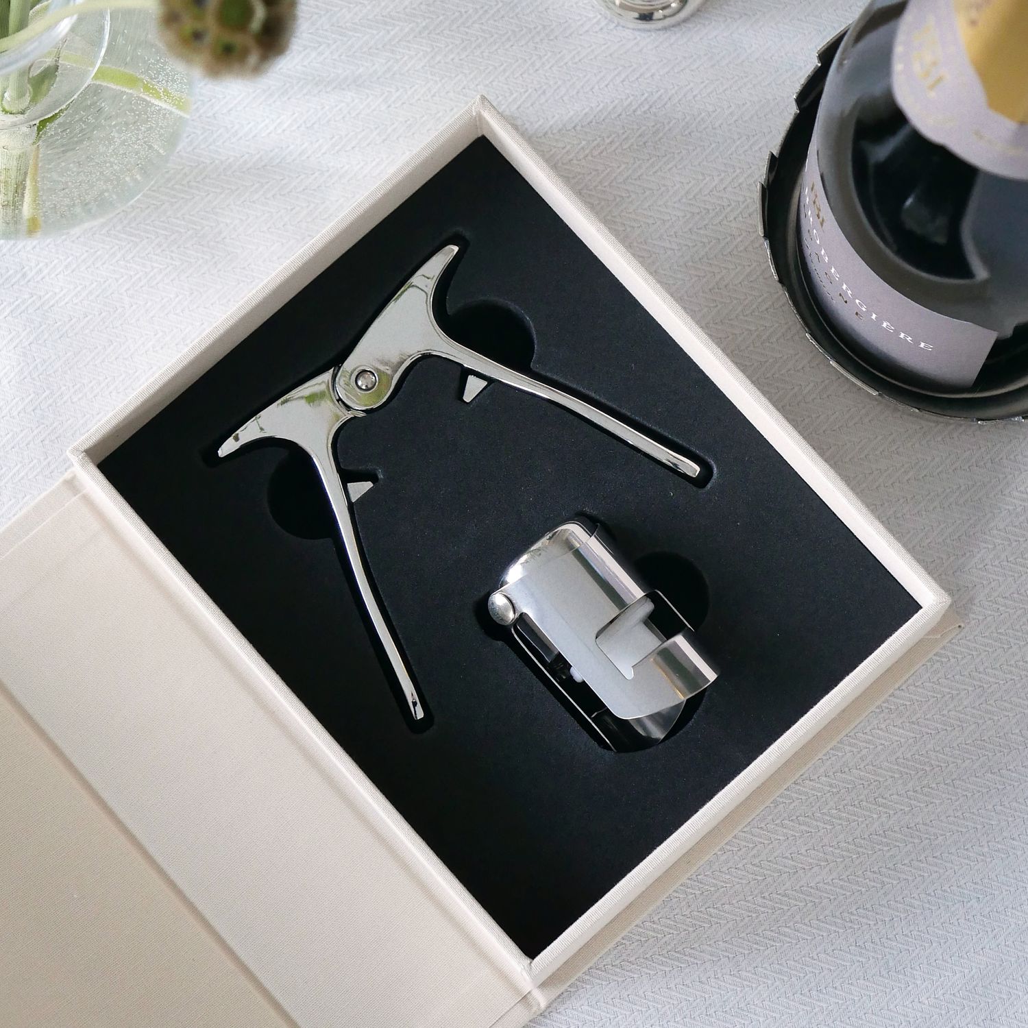 Set accesorii sampanie, 2 piese, Printworks, Champagne, crem