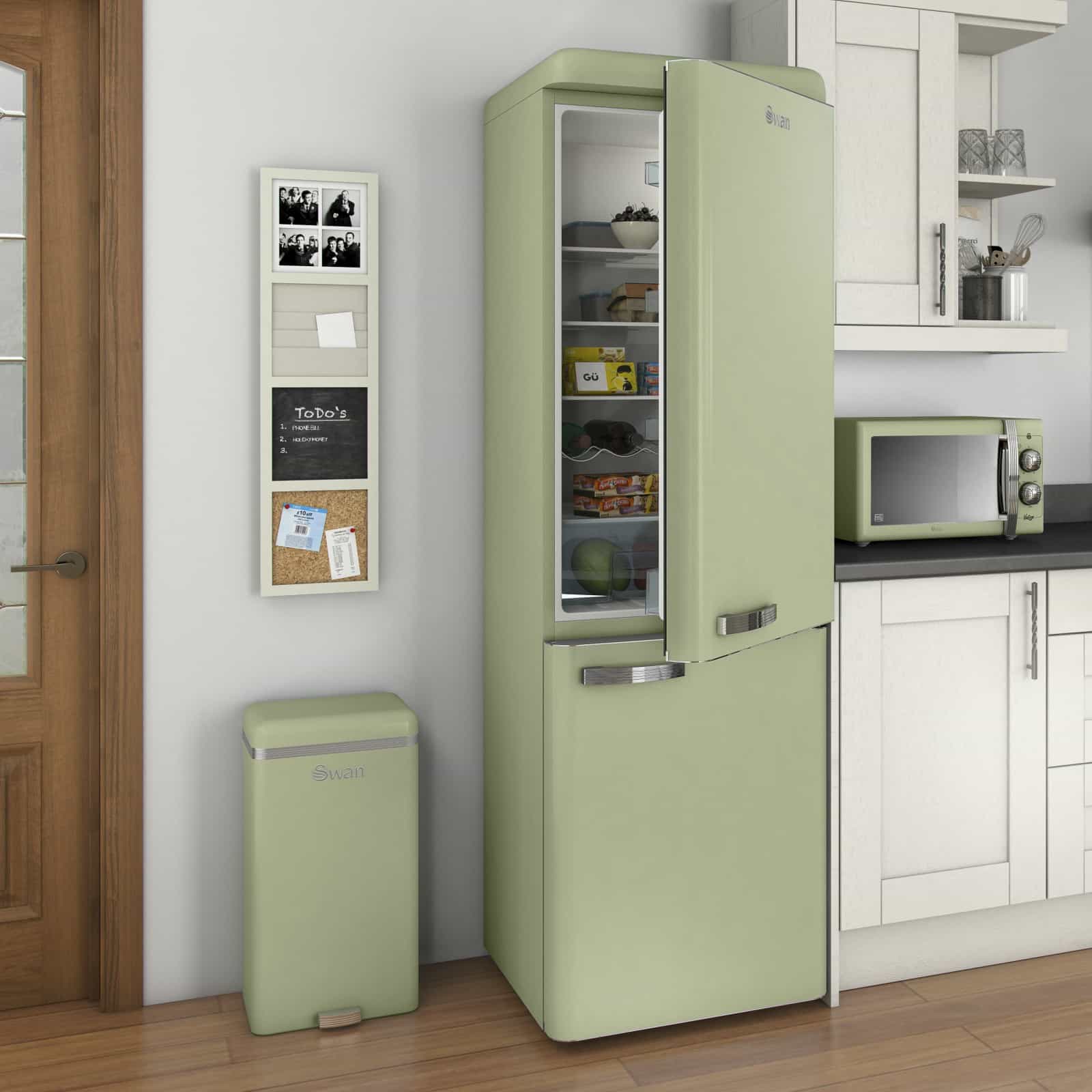 Cos de gunoi cu senzor, Swan, Retro, 45 litri, 1 compartiment, kaki