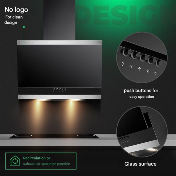 Hota decorativa, Bomann, DU7610G, 316 m³/h, 60 cm, negru