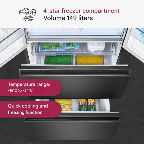 Frigider side by side, Bomann, French Door, 400 litri, antracit