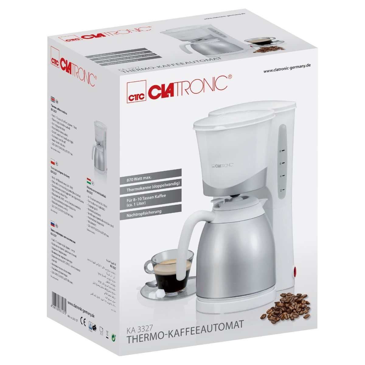 Cafetiera, Clatronic, KA3327W, 8 cani, alb