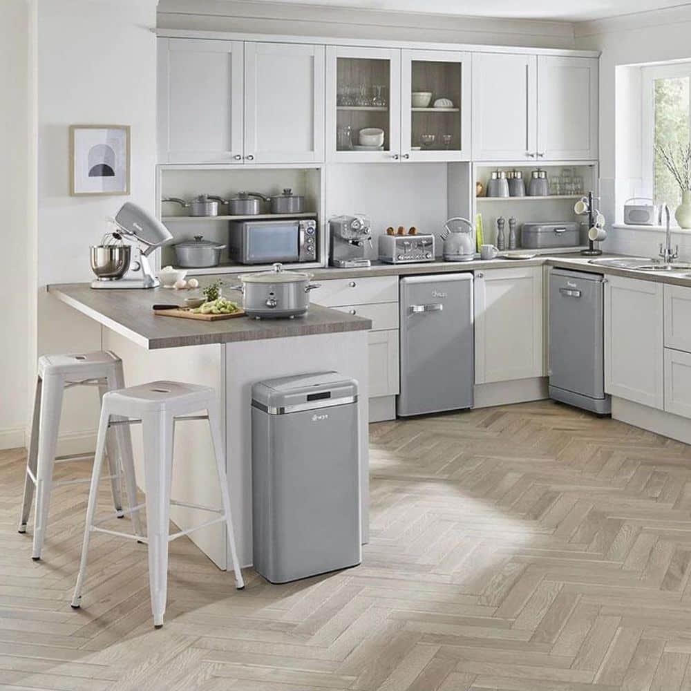 Cos de gunoi cu senzor, Swan, Retro, 45 litri, 1 compartiment, gri