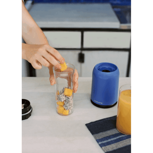 Blender cu recipient portabil, CREATE, Moi Studio, albastru