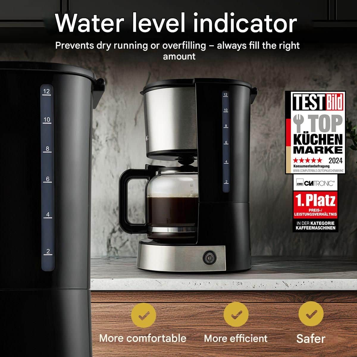 Cafetiera, Clatronic, KA3808, 12 cani, inox