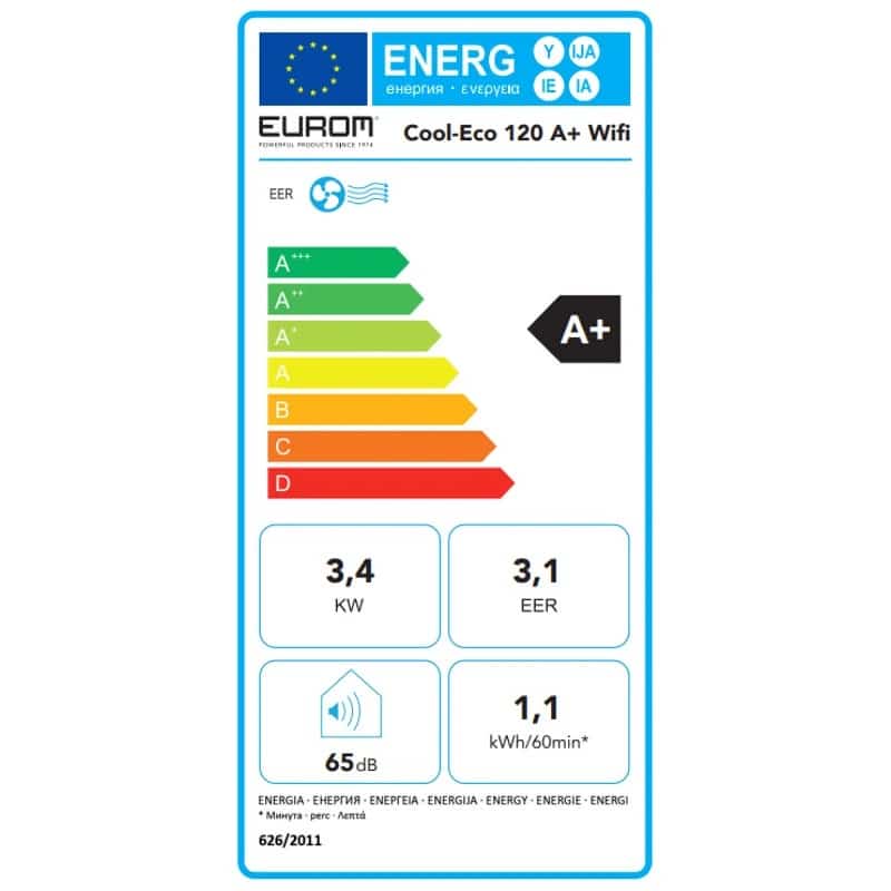 Aparat de aer conditionat portabil, Eurom, Cool-Eco 120 WiFi, 12000 BTU, Wi-Fi, alb