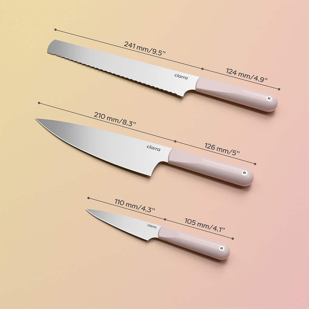Set 3 cutite, Ciarra, Trio Knife Set - Sakura Candy, roz pastel