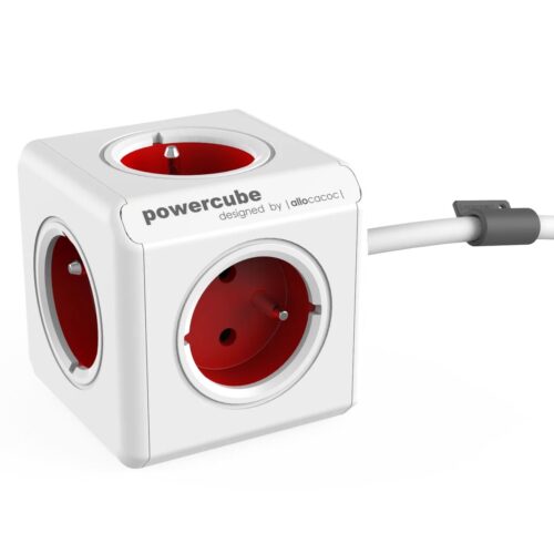 Prelungitor cubic, Powercube by Allocacoc, 4 prize, 1.5m, alb/rosu