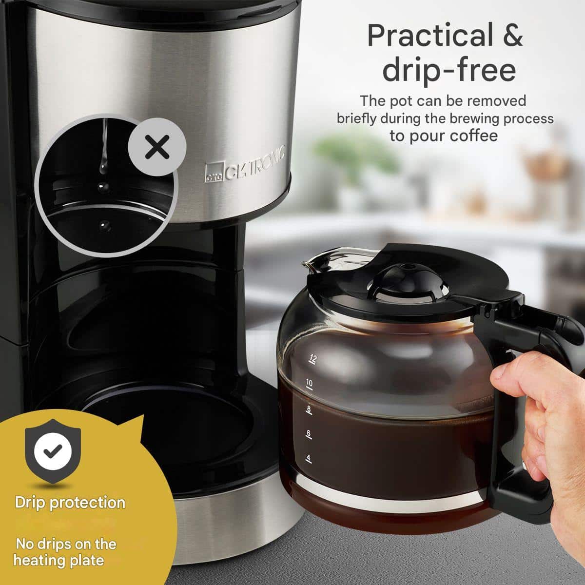 Cafetiera, Clatronic, KA3808, 12 cani, inox