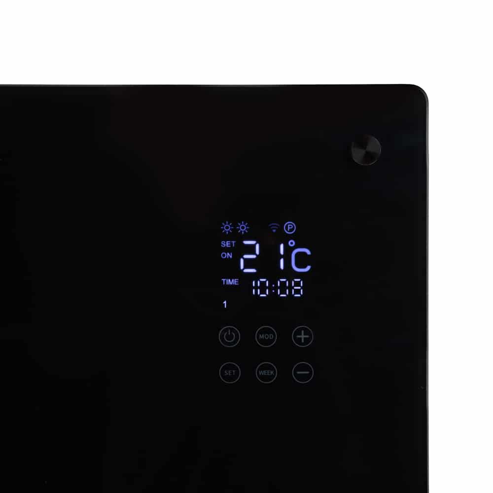 Panou radiant cu convectie, Eurom, Sani Verre 800 Wifi, negru