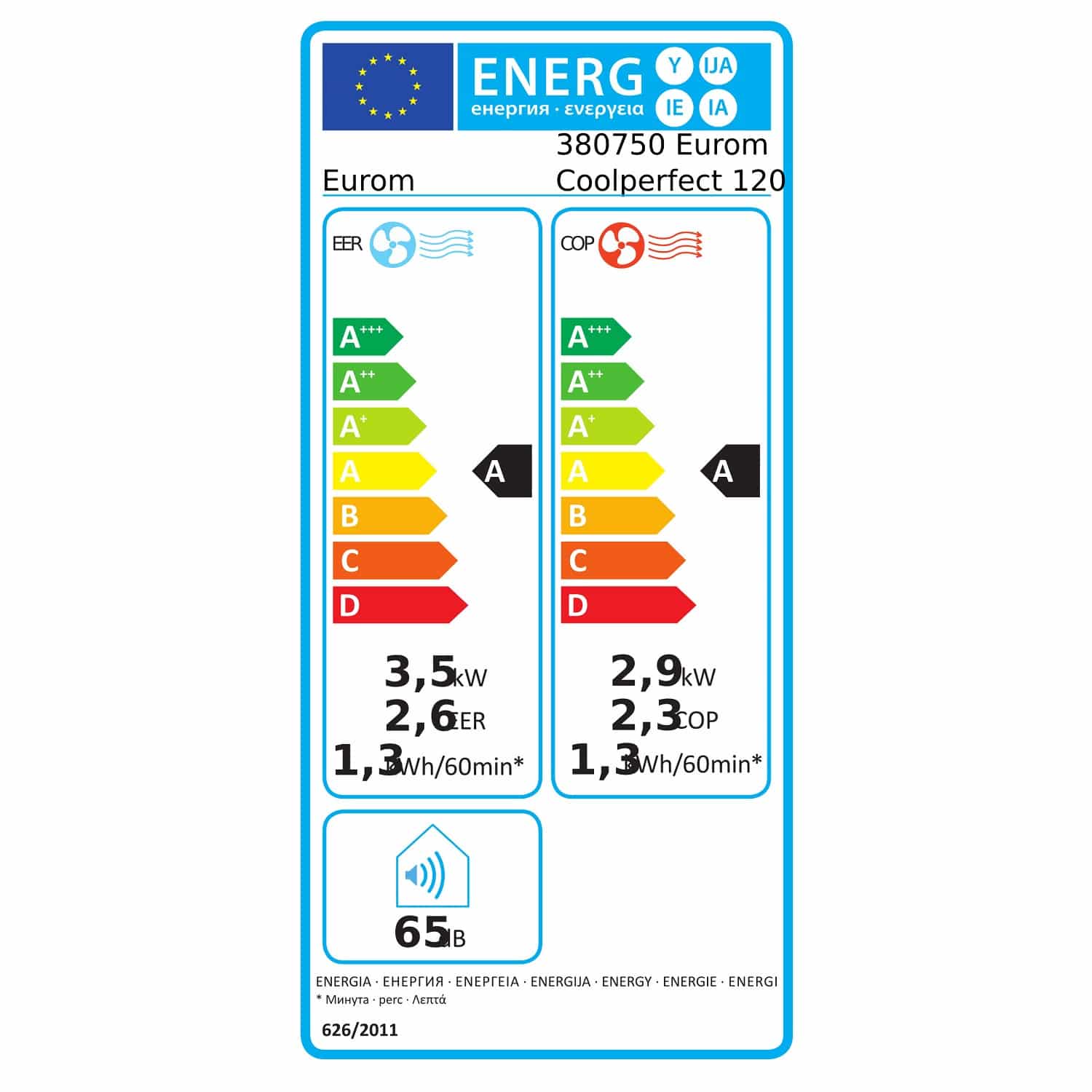 Aparat de aer conditionat portabil, Eurom, Coolperfect 120 Wifi, 12000 BTU, Wi-Fi, alb