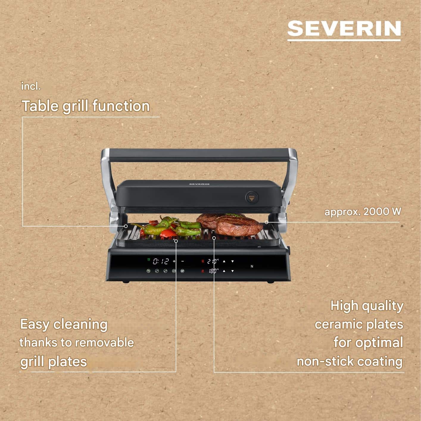 Gratar electric, Severin, Sevini Comfort, 1800 W, negru