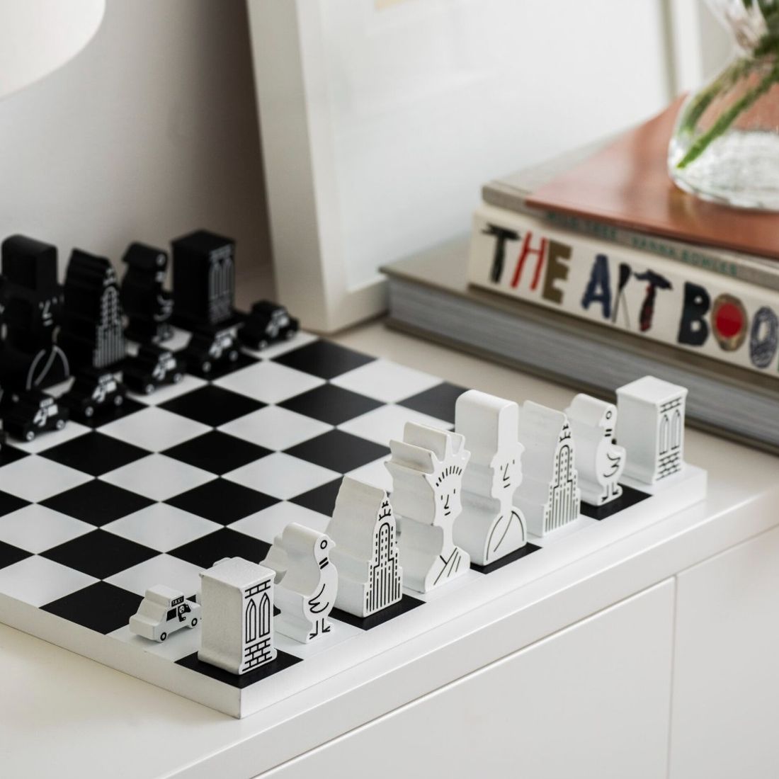 Joc de sah Chess NY, Printworks x The New Yorker, Editie Limitata, negru/alb