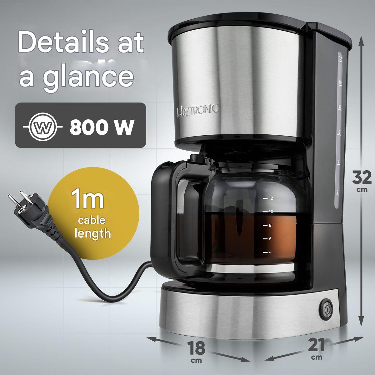Cafetiera, Clatronic, KA3808, 12 cani, inox