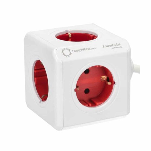 Prelungitor cubic, Powercube by Allocacoc, 5 prize, 3m, alb/rosu