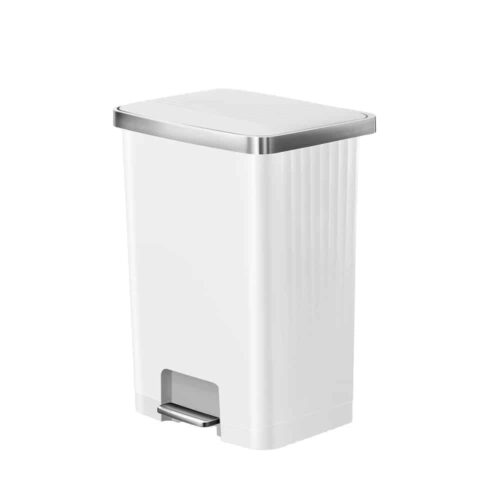 Cos de gunoi cu pedala, EKO, Hana 2, 70 litri, 1 compartiment, alb
