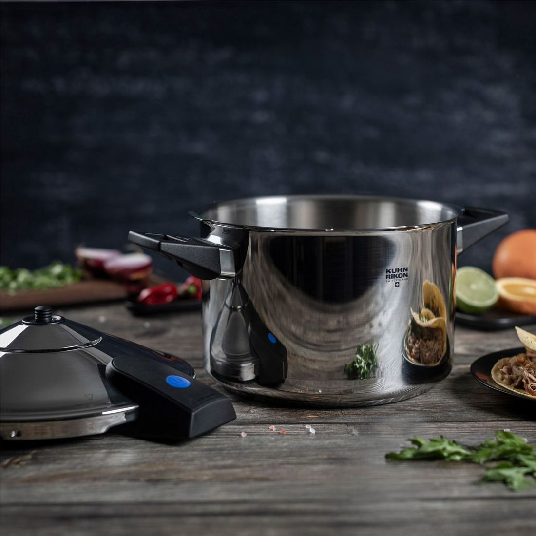 Oala sub presiune cu senzor temperatura, otel inoxidabil, 5 litri, Kuhn Rikon, Duromatic Comfort