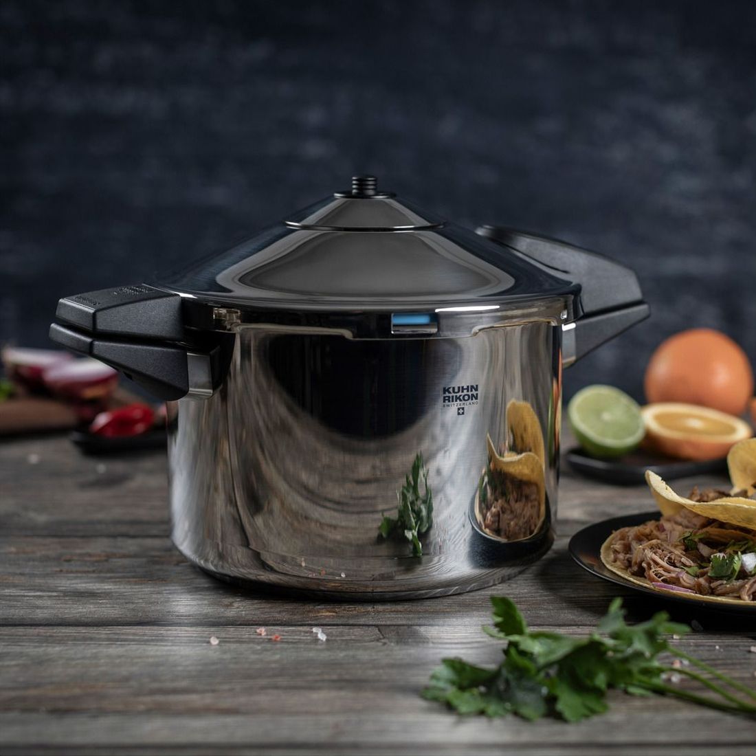 Oala sub presiune cu senzor temperatura, otel inoxidabil, 5 litri, Kuhn Rikon, Duromatic Comfort