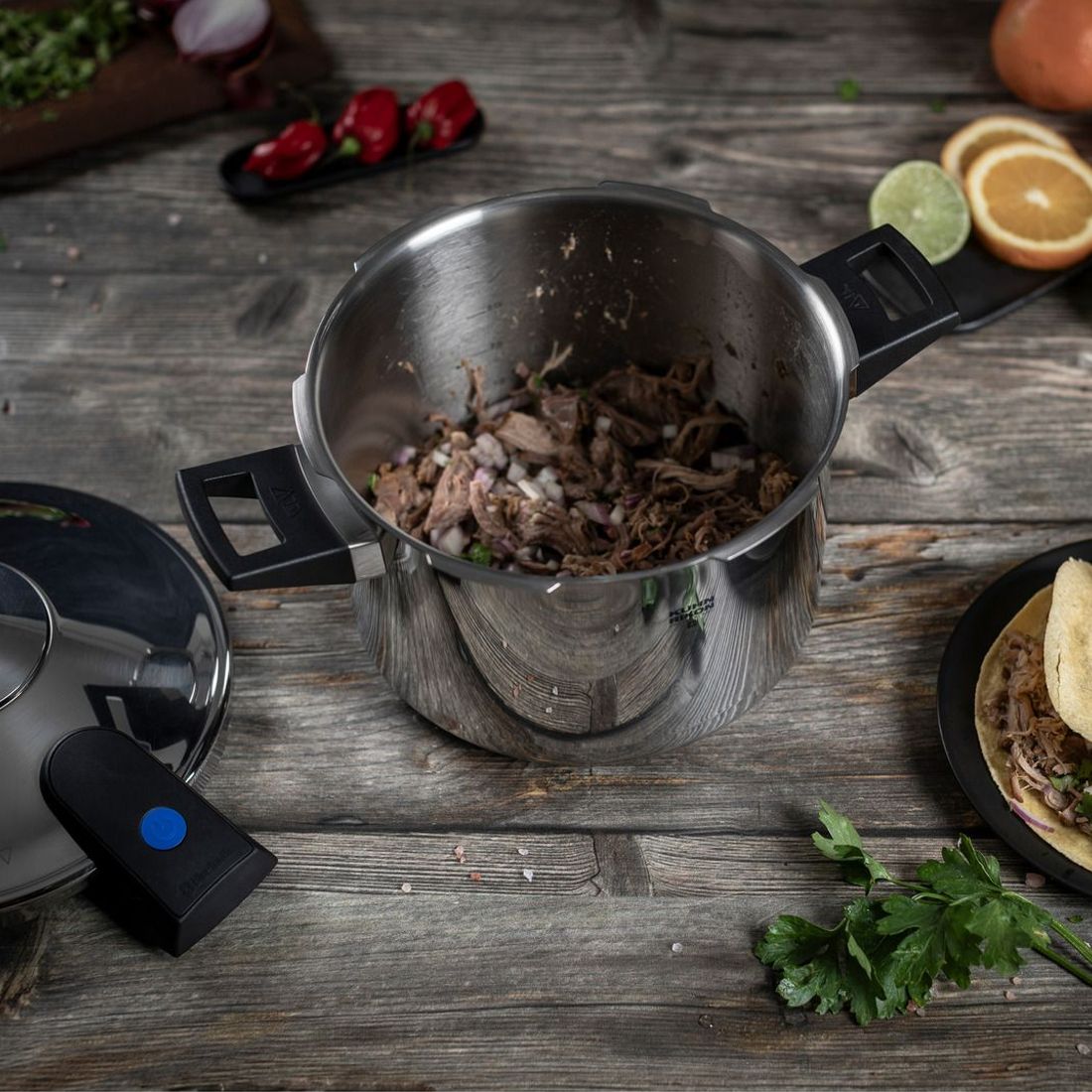 Oala sub presiune cu senzor temperatura, otel inoxidabil, 5 litri, Kuhn Rikon, Duromatic Comfort