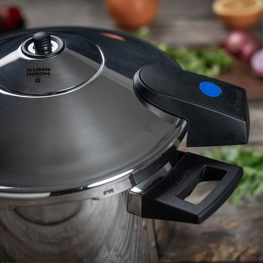 Oala sub presiune cu senzor temperatura, otel inoxidabil, 5 litri, Kuhn Rikon, Duromatic Comfort