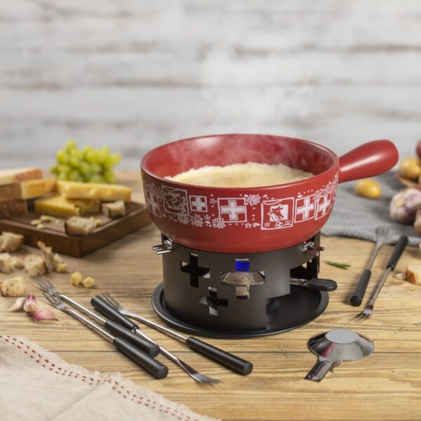 Set fondue, Kuhn Rikon, Swiss Cheese, rosu