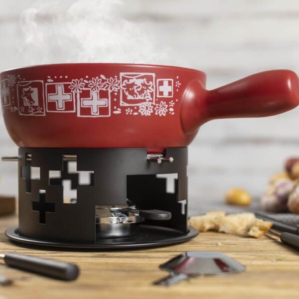 Set fondue, Kuhn Rikon, Swiss Cheese, rosu