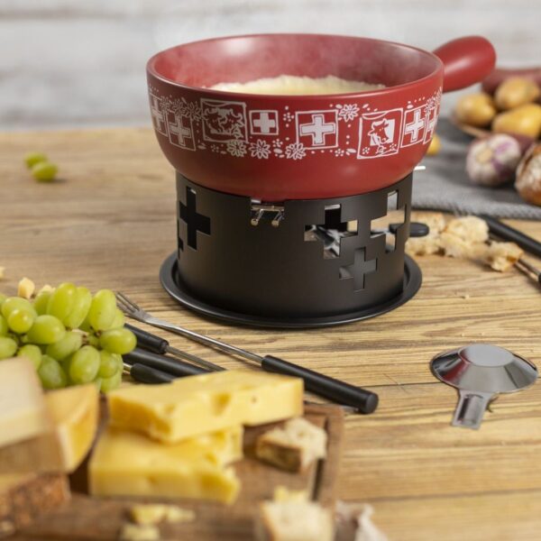 Set fondue, Kuhn Rikon, Swiss Cheese, rosu
