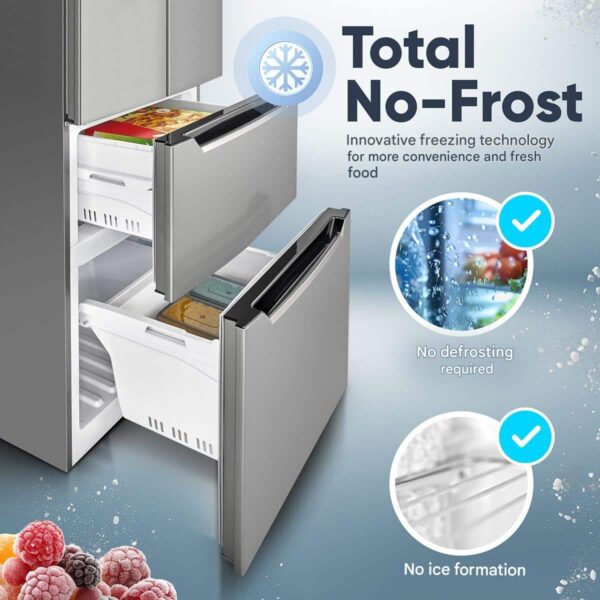 Frigider side by side Total No Frost, Bomann, French Door, 320 litri, inox