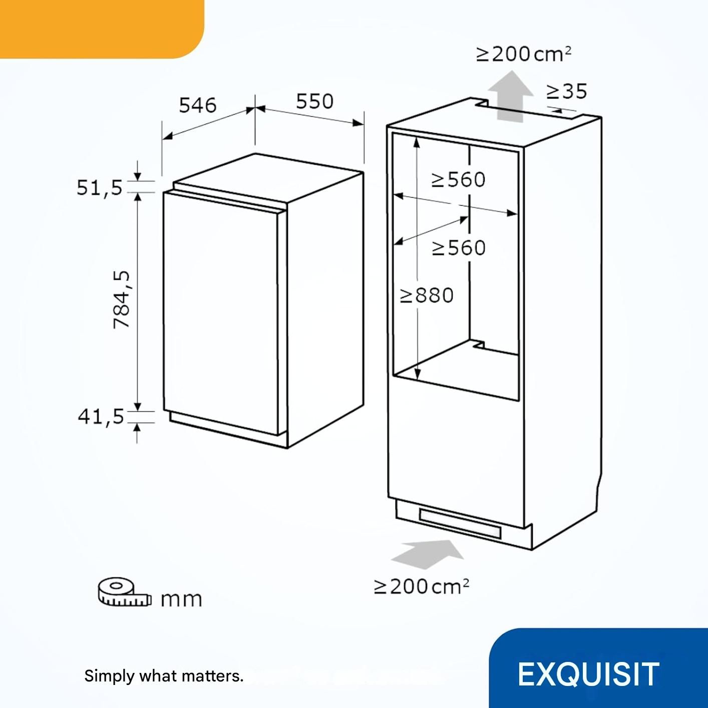 Frigider incorporabil, Exquisit, No Frost, 119 litri, alb