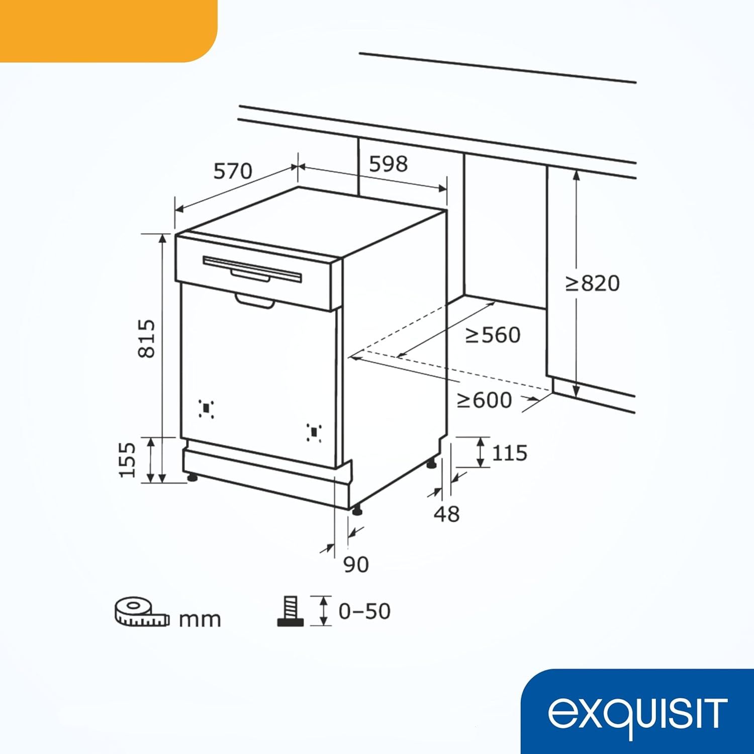 Masina de spalat vase incorporabila, Exquisit, 14 seturi, inox