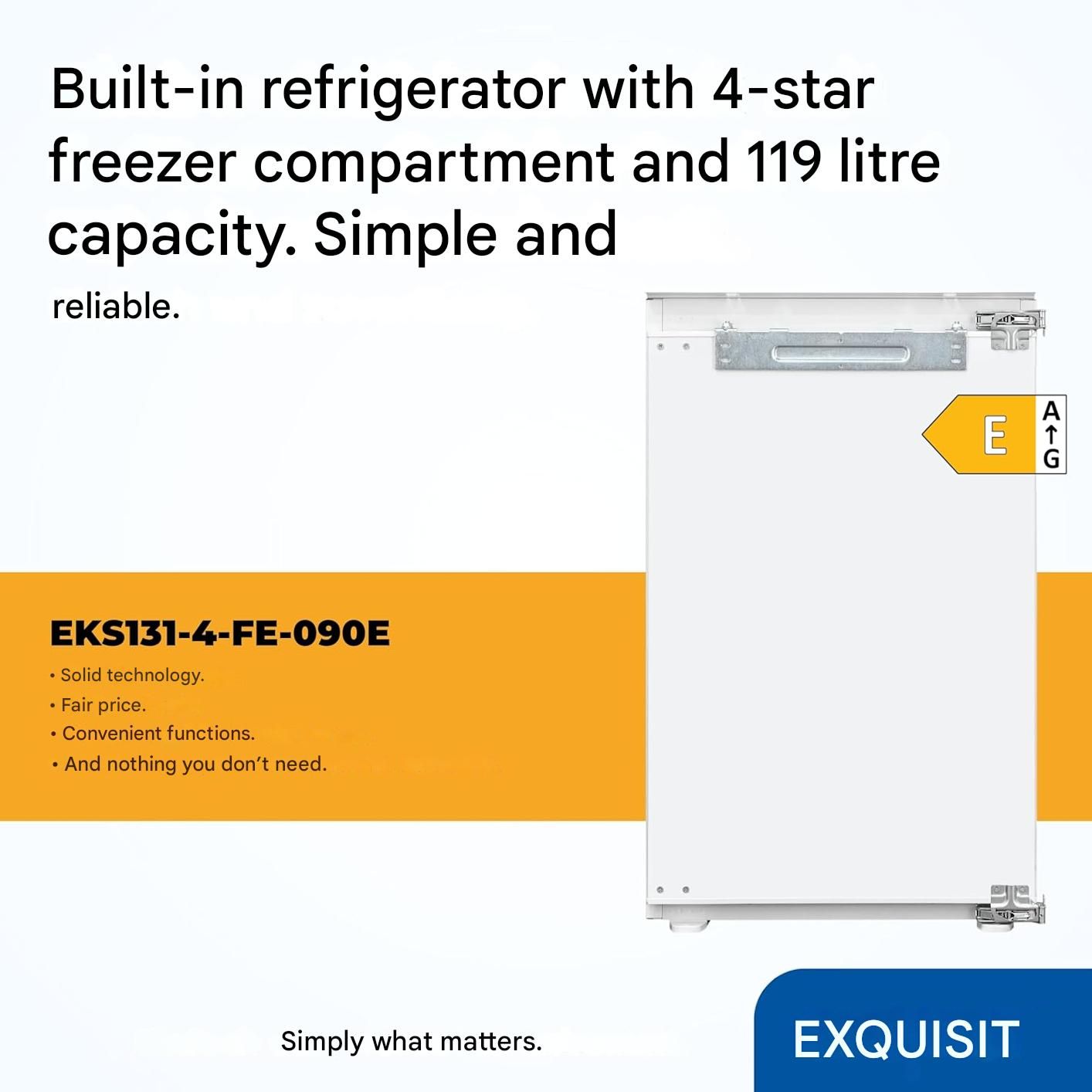 Frigider incorporabil, Exquisit, No Frost, 119 litri, alb