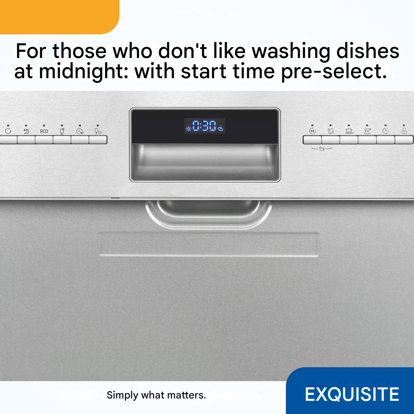 Masina de spalat vase incorporabila, Exquisit, 14 seturi, inox