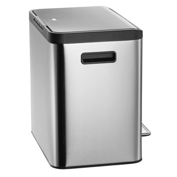 Cos de gunoi cu pedala, EKO, EcoCasa, 2x12 litri, 2 compartimente, inox