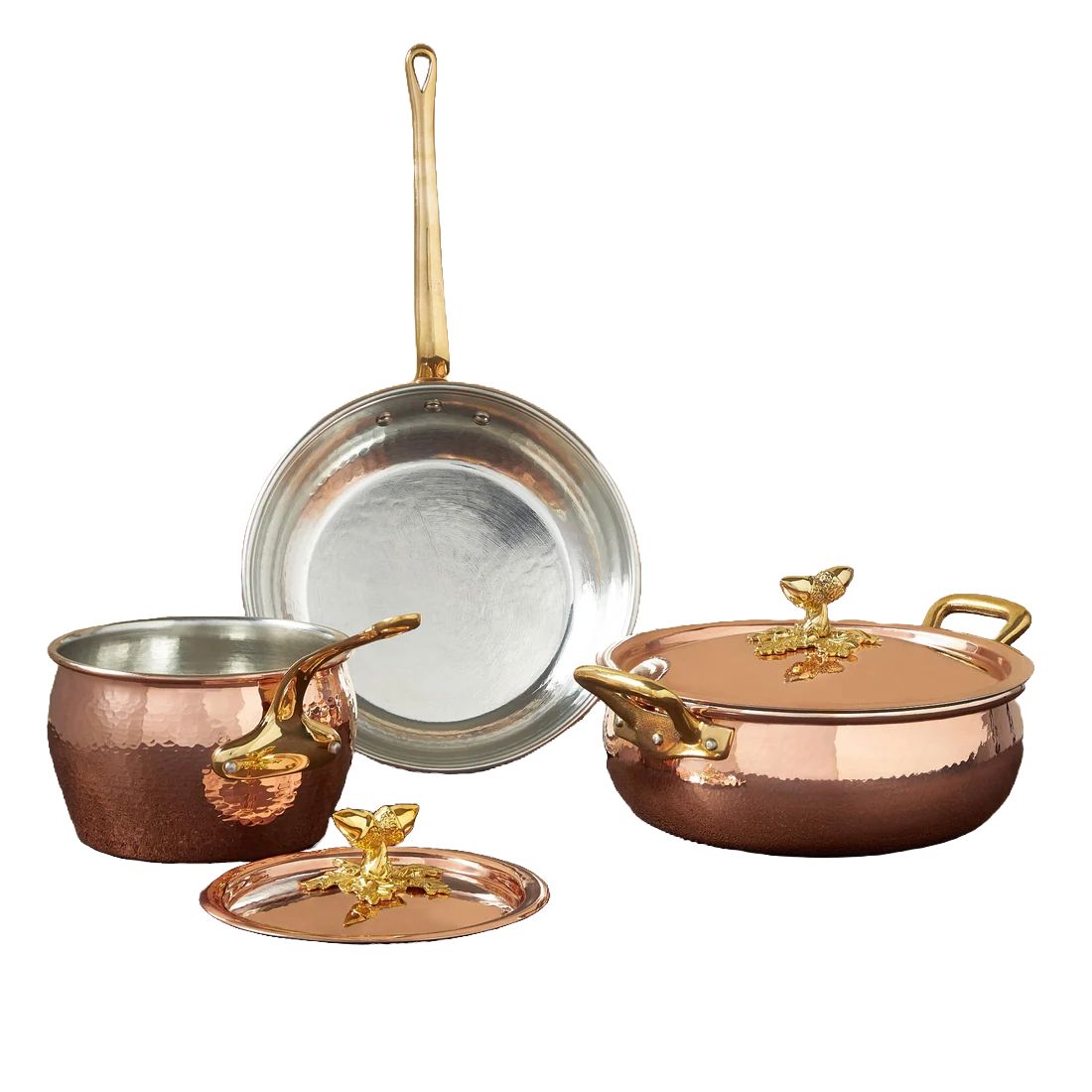 Set vase de gatit si ustensile, 5 piese, cupru, Ruffoni, colectie Historia