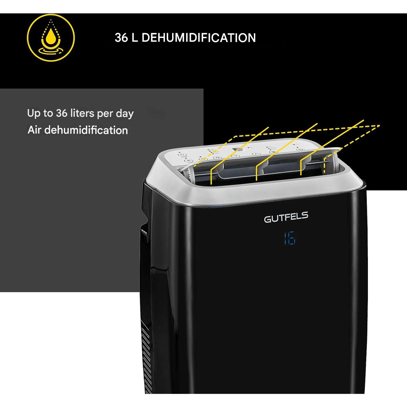 Aparat de aer conditionat portabil 4in1, Gutfels, 14000 BTU, negru