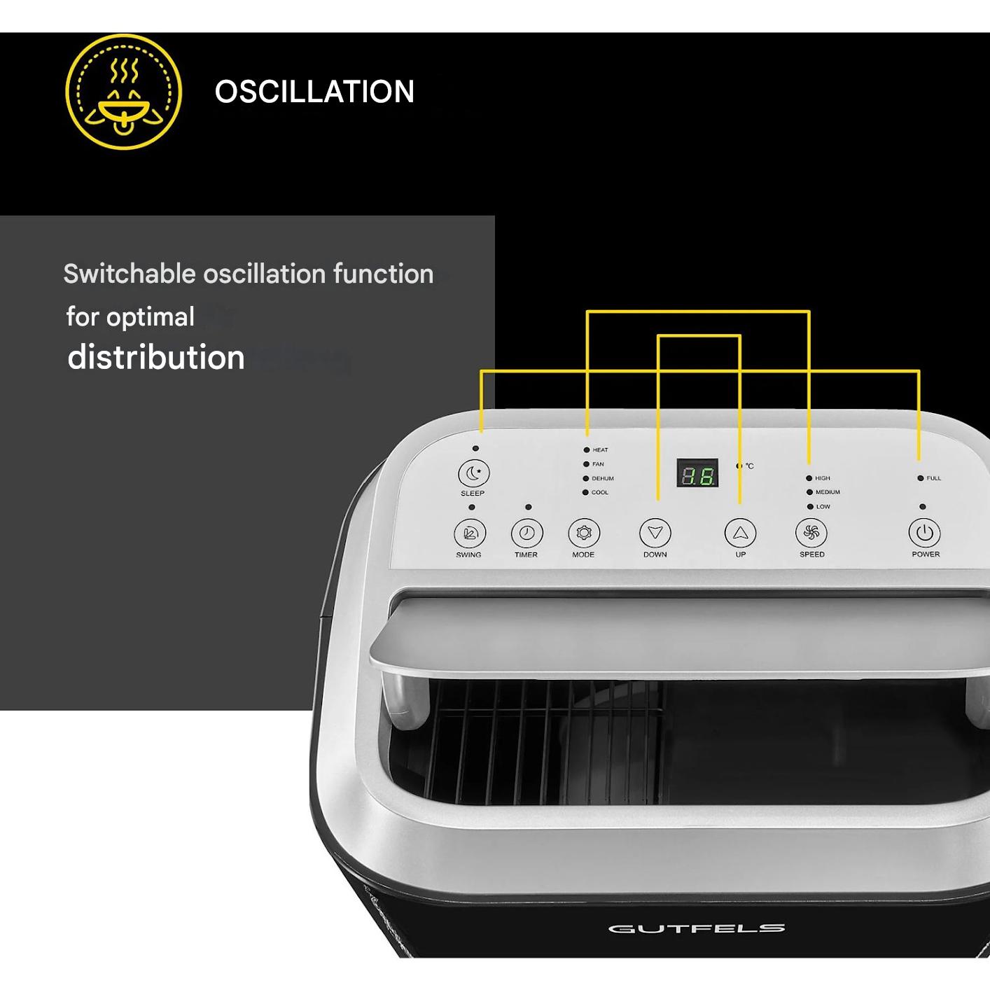 Aparat de aer conditionat portabil 4in1, Gutfels, 14000 BTU, negru