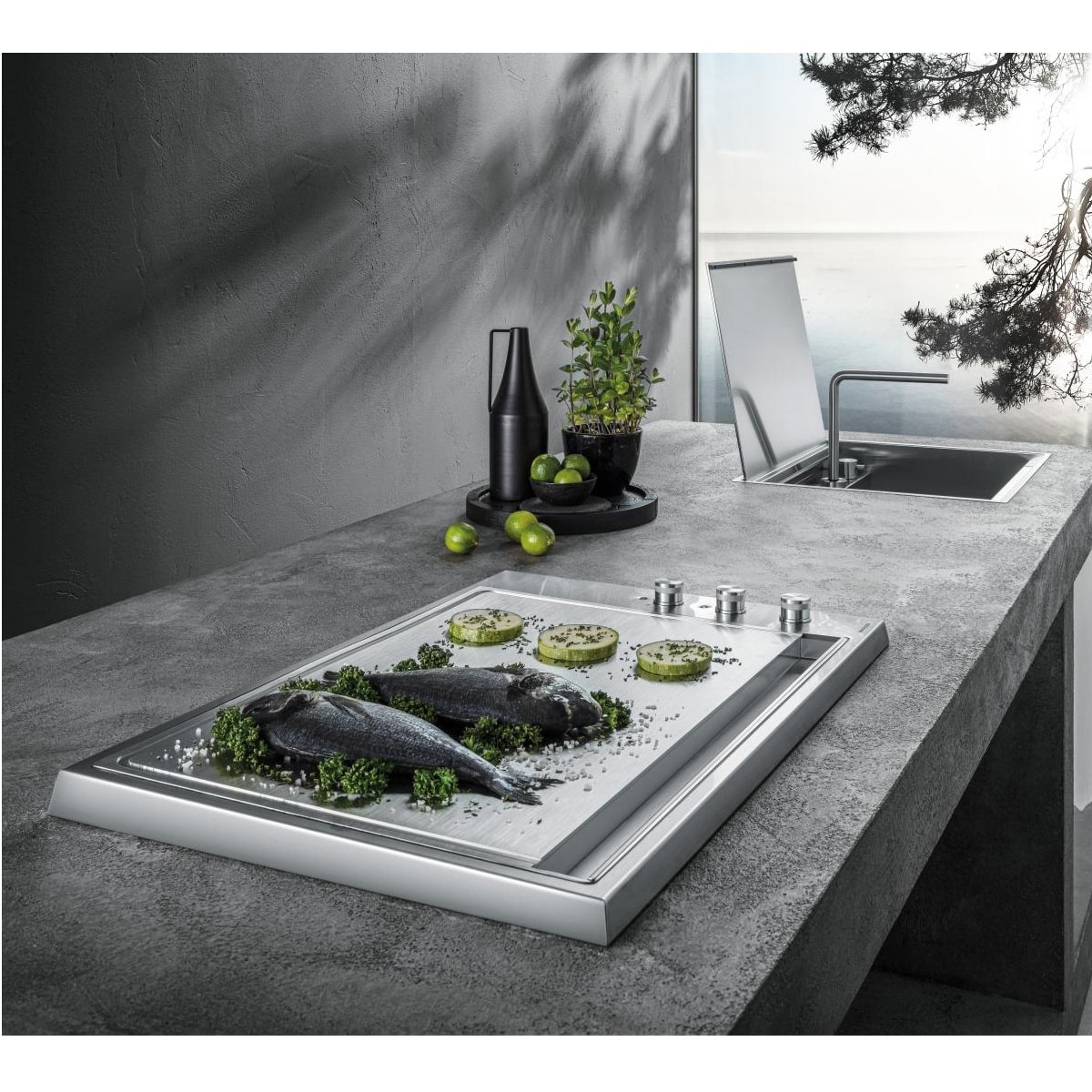 Plita electrica incorporabila Teppanyaki, Barazza, 80 cm, 2 zone, inox