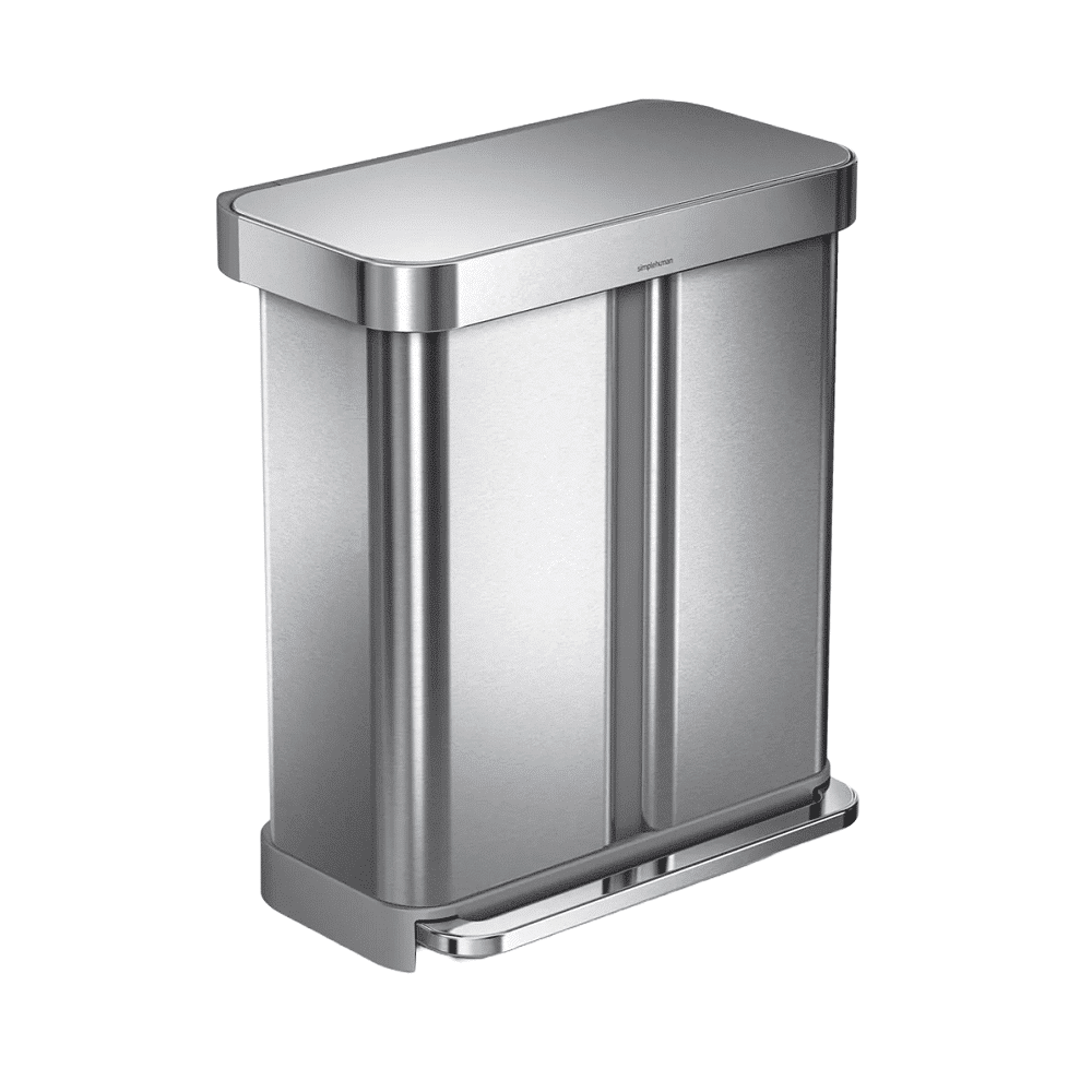 Cos de gunoi cu pedala, Simplehuman, 24+34 litri, inox