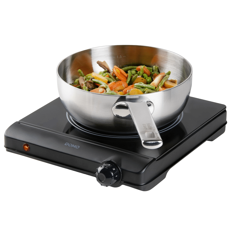 Plita electrica vitroceramica, DOMO, 1 zona, Ø18 cm, negru