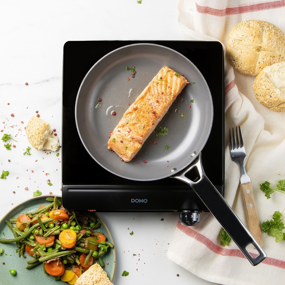 Plita electrica vitroceramica, DOMO, 1 zona, Ø18 cm, negru