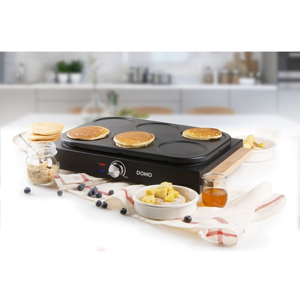 Aparat pentru pancakes, DOMO, Family Crêpes Wood, negru