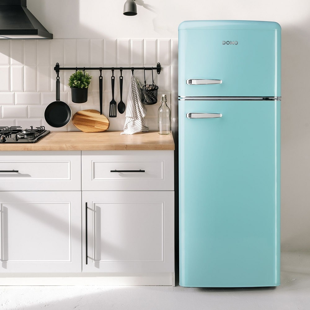 Frigider Retro, DOMO, 206 litri, blue pastel