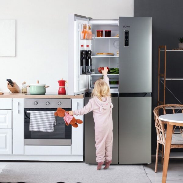 Frigider side by side Full No Frost, DOMO, 362 litri, inox