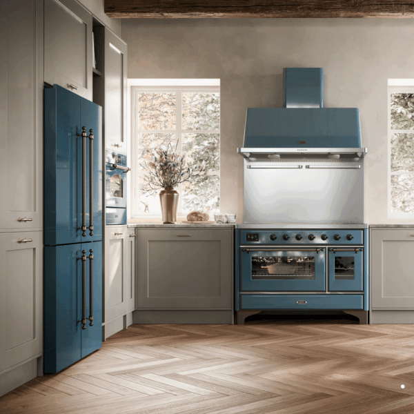 Aragaz, ILVE, Majestic, 120 cm, 6 arzatoare, Fry Top, 2 cuptoare electrice, blue grey/burnished